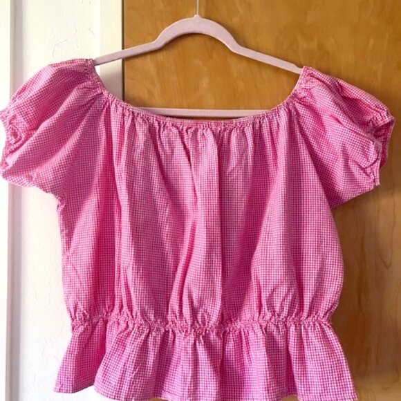 Vivien of Holloway peasant top pink gingham - Picture 1 of 3